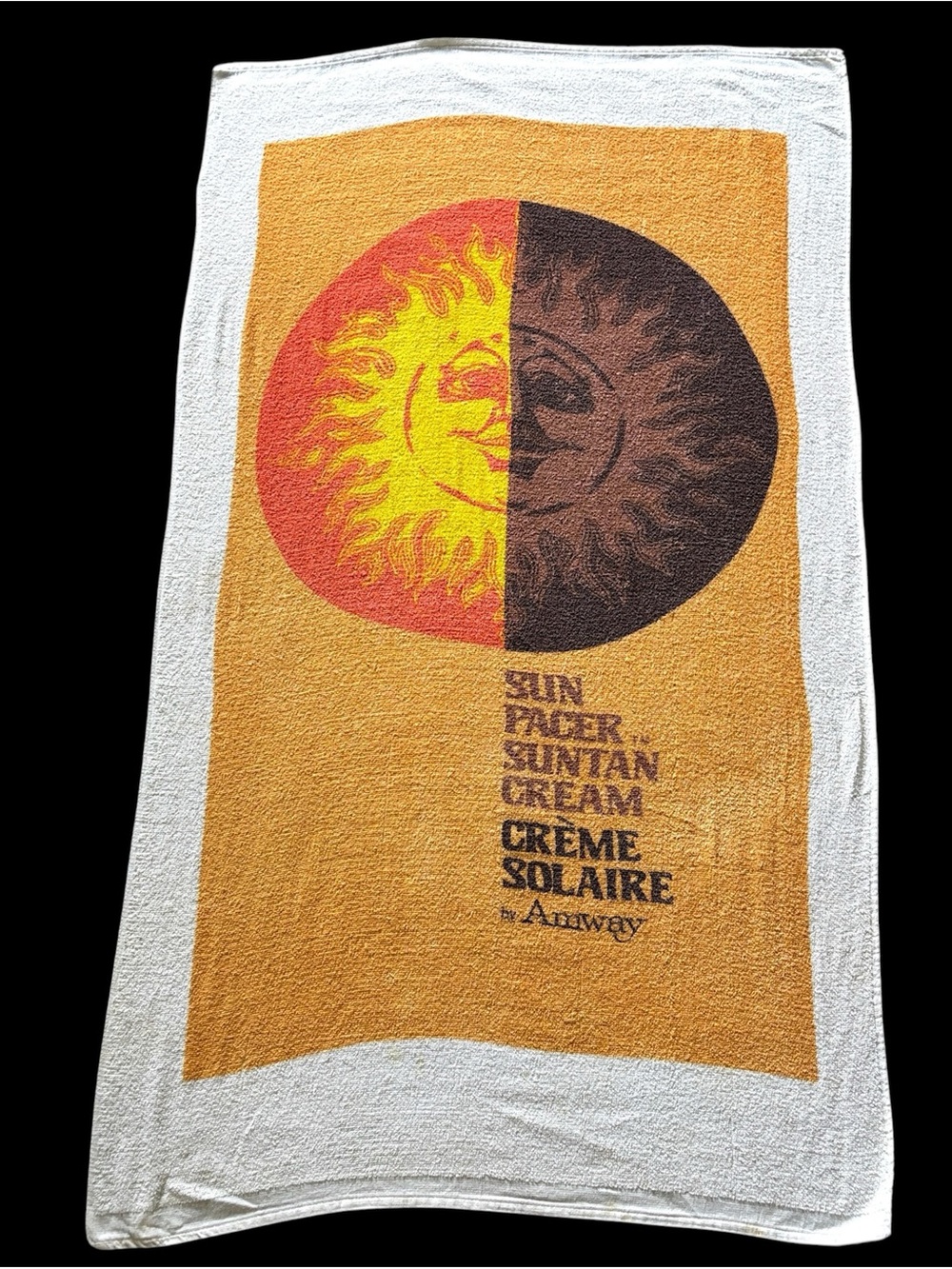 Sun Amway Beach Towel 60 x 35 Sun Pacer Suntan Cream Solaire USA Rare Vintage